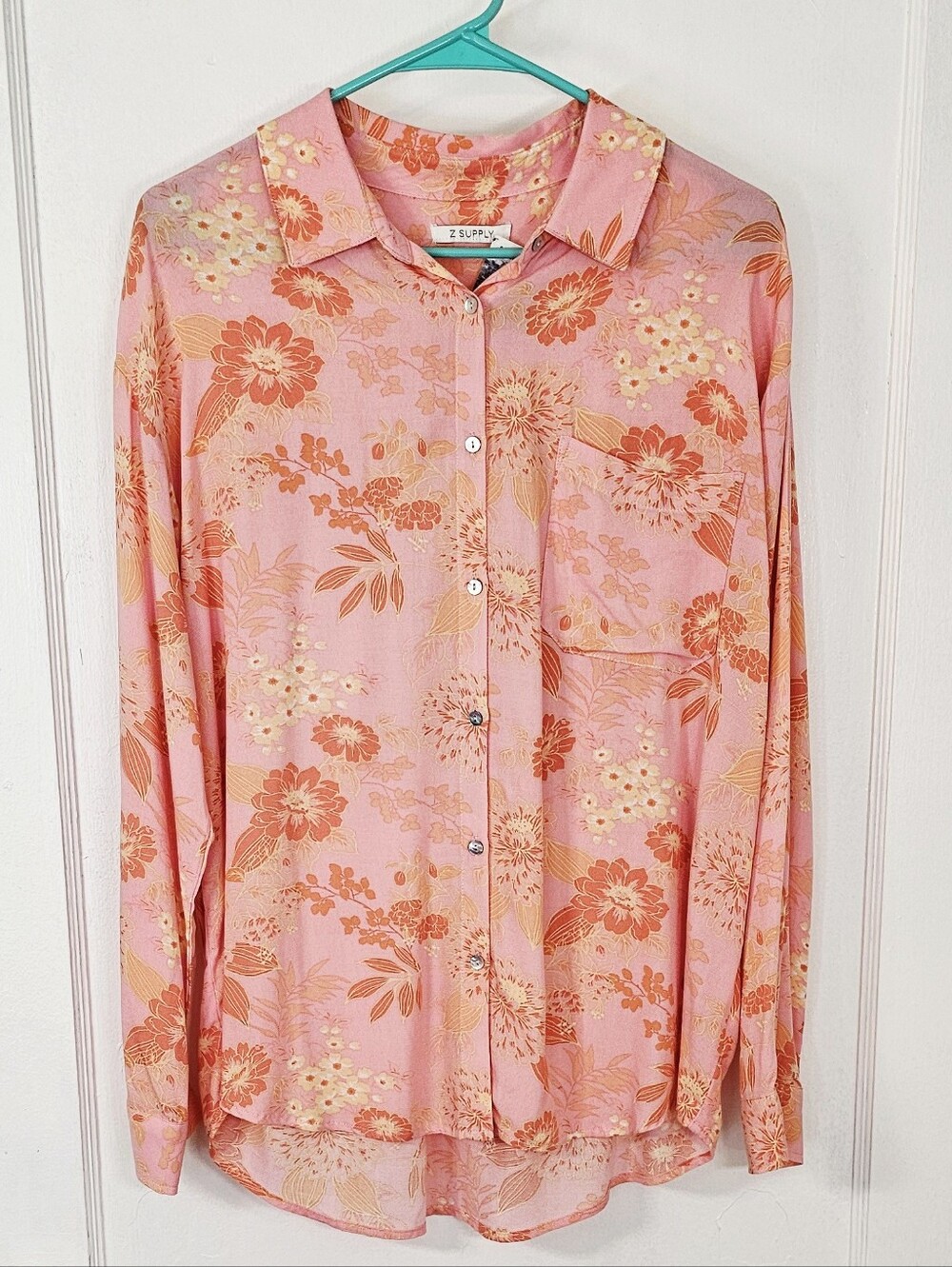 Z Supply Silky Floral Button Up Shirt